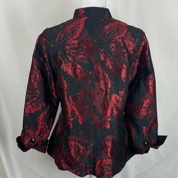 Cheryl Nash Black W Raised Metallic Red Party Event Jacket Blazer NWOT Size S - Picture 5 of 13